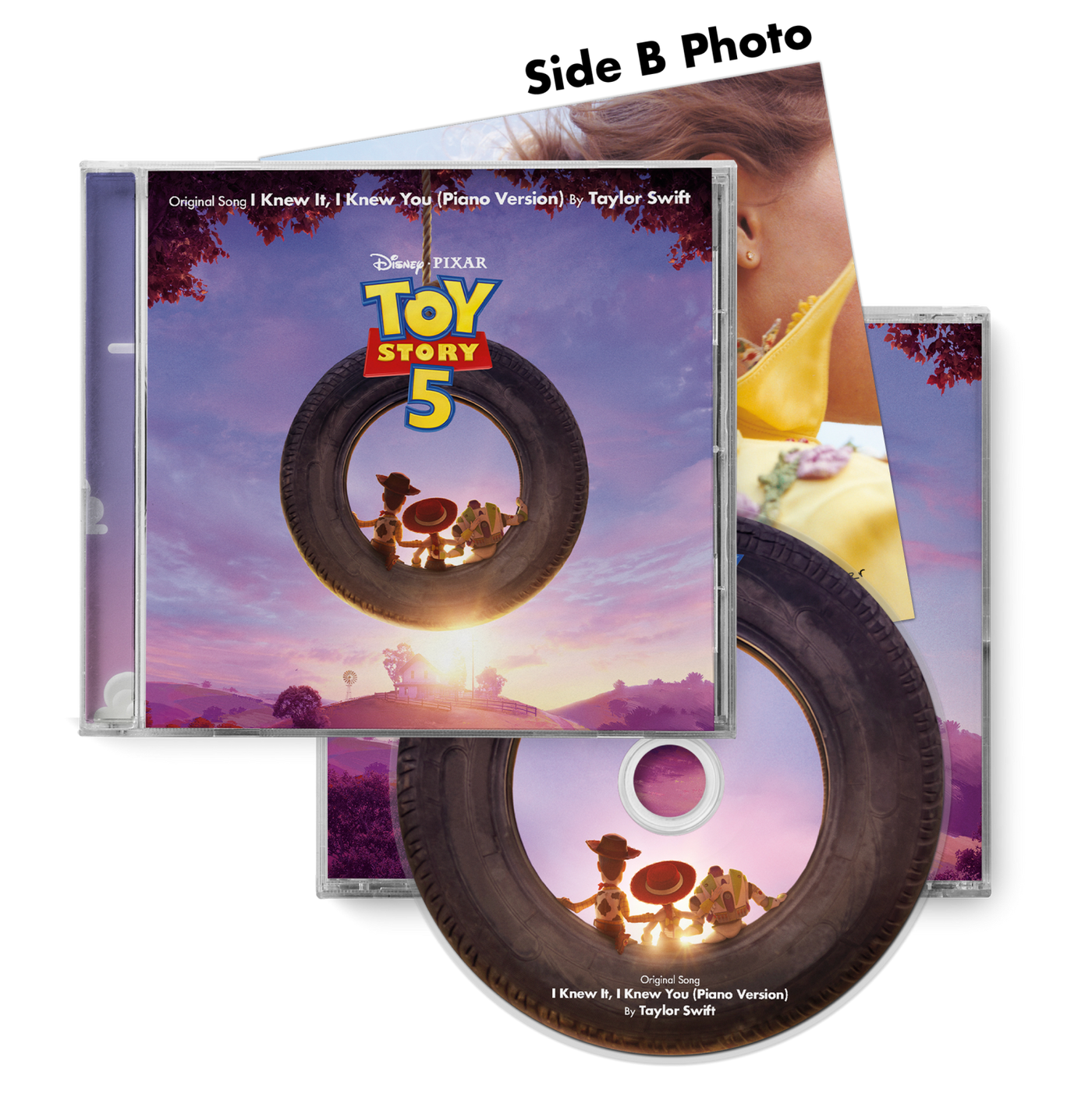 Taylor Swift x Toy Story 5 “I Knew It, I Knew You” 3-CD collector set with colorful album artwork and packaging.
