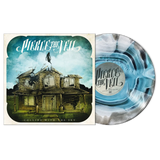 Blue, white, and black ripple vinyl LP of Pierce the Veil's Collide With the Sky by Records on Records, showing the record's colorful design.
