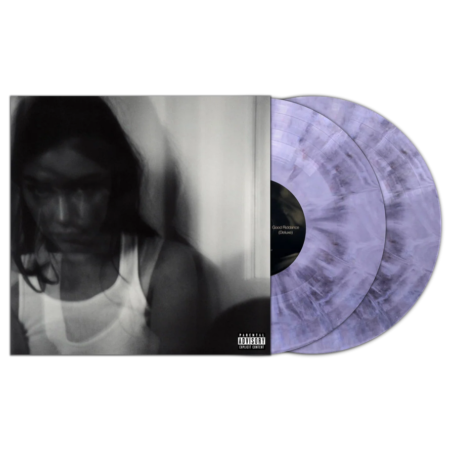 Nightshade marble vinyl record of Gracie Abrams' "Good Riddance (Deluxe)" 2LP by Records on Records, with colorful marbled design.