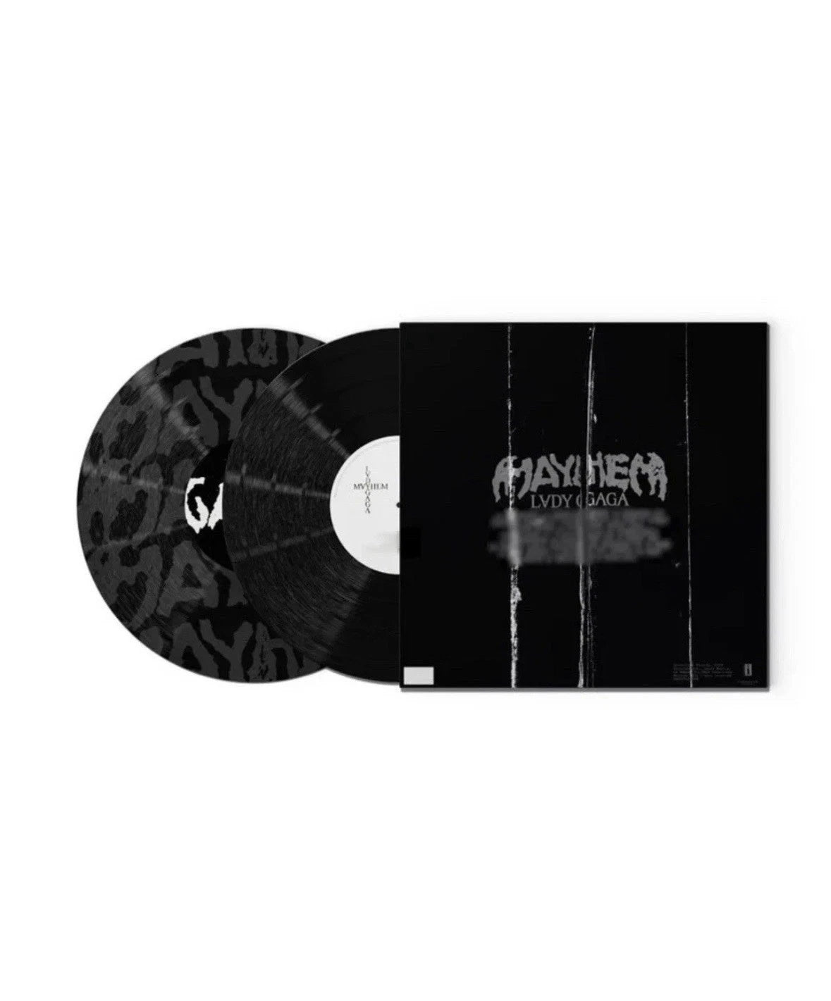 Lady Gaga Mayhem 180g vinyl LP with exclusive cover and signed alternative poster, featuring colorful album artwork and record label details.