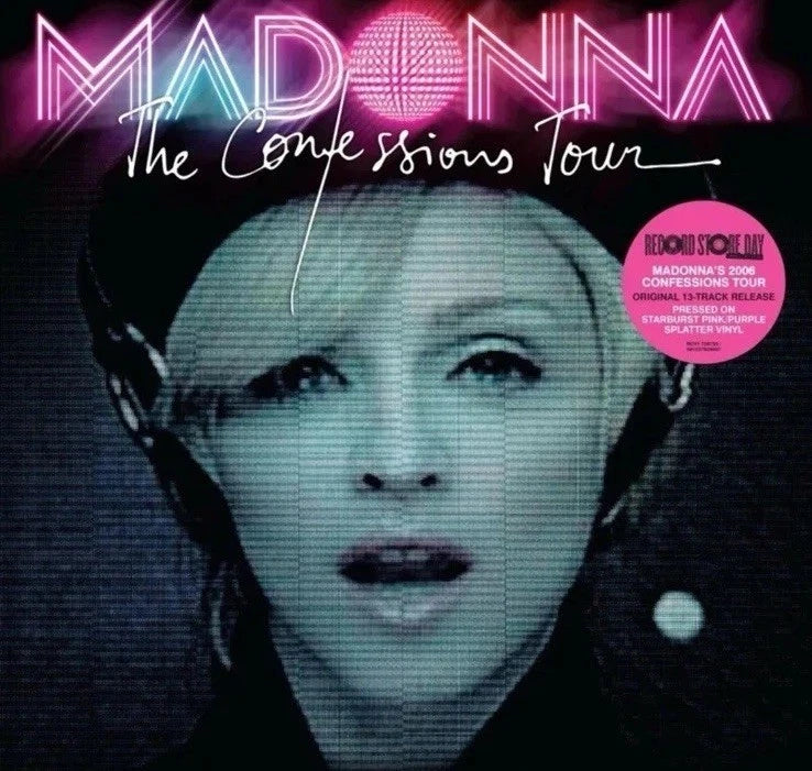 Madonna vinyl record of The Confessions Tour live from London, 2LP edition featuring album cover art.