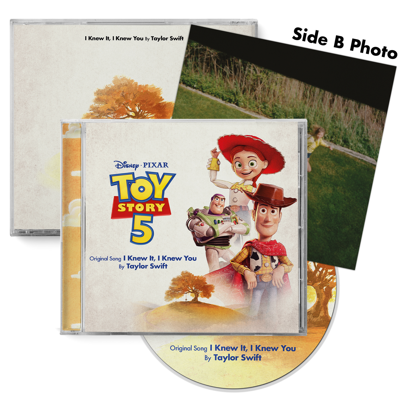 Taylor Swift x Toy Story 5 “I Knew It, I Knew You” 3-CD collector set, featuring colorful packaging and themed artwork.